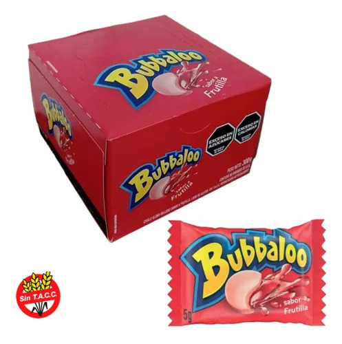 Chicle Bubbaloo Frutilla Caja X60 Golosinas Dulces Pack