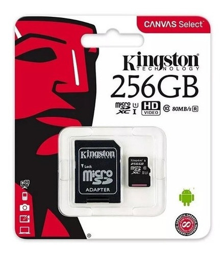 Imagen 1 de 3 de Memoria Micro Sd 256 Gb Kingston Clase 10 Original Chacao