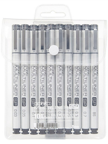 Copic Multiliner Sp - Set 10 Tiralíneas Negro; 10a