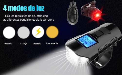 Imagen 9 de 10 de Luz Bicicleta Recargable Usb Para Bicicleta Velocity