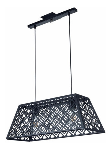 Lampara Colgante Trapecio 2 Luces , Estilo Industrial Color Negro