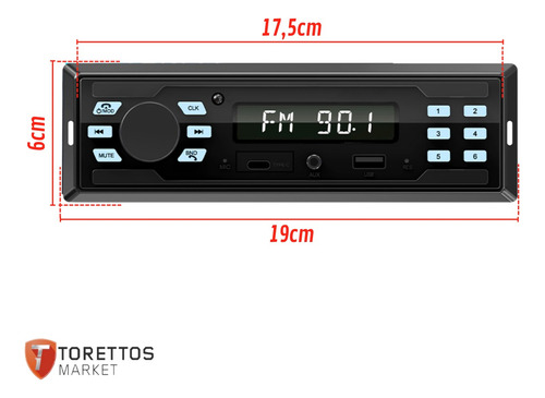 Radio Para Carro Automotivo Potente Controle Bluetooth Usb