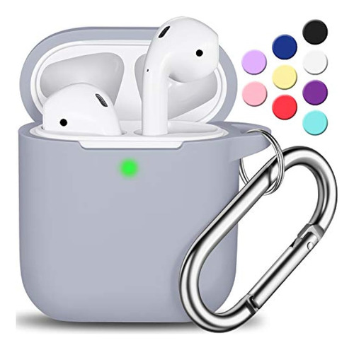 Funda Para AirPods Color Gris Claro Resistente Con Llavero