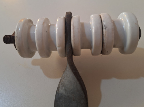 Pieza De Metal Con Ceramica Electricidad Antigua Decoración Blanco (Usado)