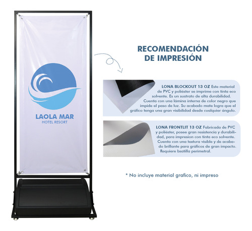 Display Acero Con Soporte Anticaida Dos Vistas 60x150cm