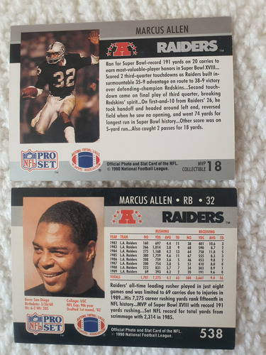 Raiders Nfl Marcus Allen 1990 Nfl (Usado)