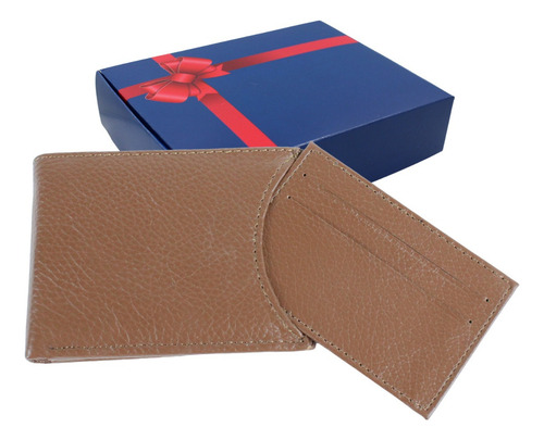 Cartera Hombre Tarjetero Horizontal Piel 100% Papá Color Miel