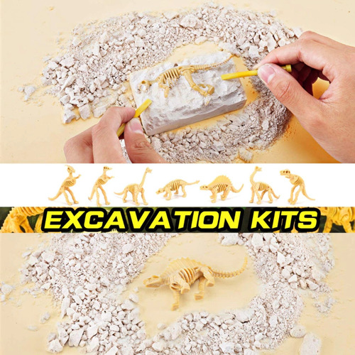 Kit Excavación Con Mini Dinosaurio Y Esqueleto Fósil Paraurolophus