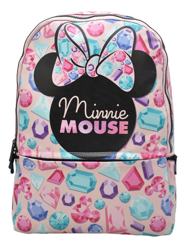 Mochila Minnie Mouse Gemas Estampado Rosa Con Porta Laptop Primaria 160924 Truzt