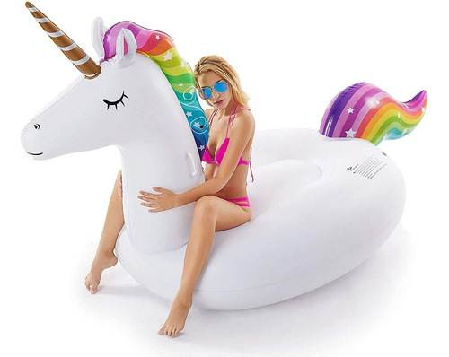 Jasonwell Flotador Gigante De Unicornio Para Piscina Con...