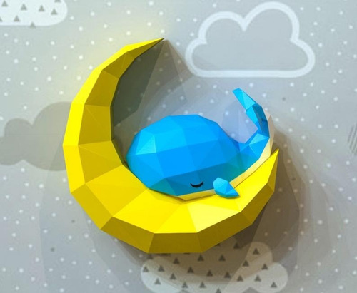 Papercraft Para Armar Ballena Bebe Durmiendo En Luna