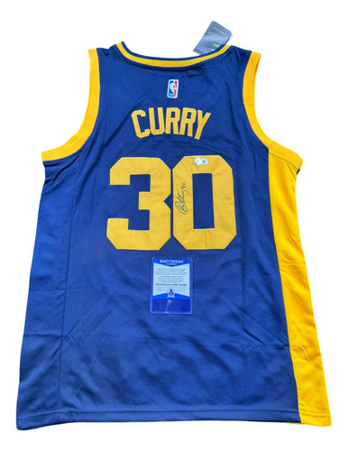 Playera Autografiada Por Stephen Curry Warriors Beckett