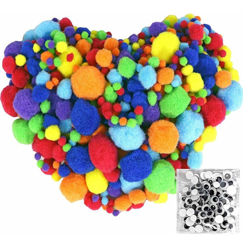 Pompones 770pcs 5 Tamaños Multicolor Con 100 Piezas Del Men