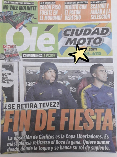 Diario Ole 3 Agosto 2018 Carlos Tévez Boca