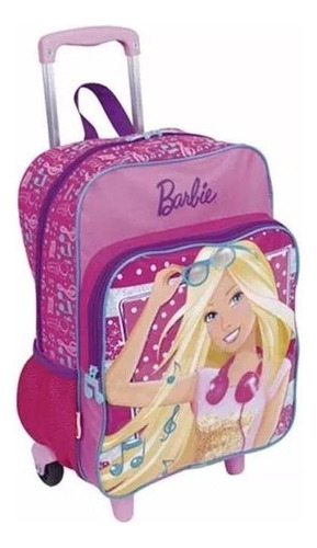 Mochila Barbie Melodia Infantil Escolar Tam G Rodinhas