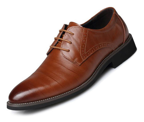 Zapatos Británicos De Cuero Retro Puntiagudos Para Negocios