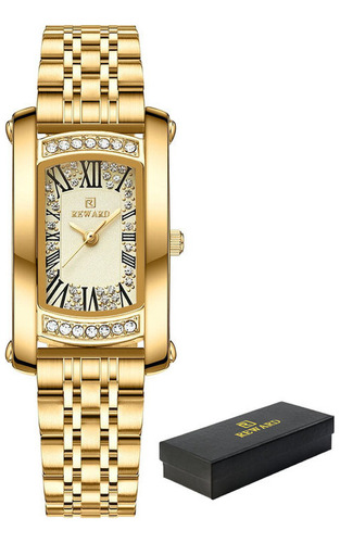 Reloj De Cuarzo Cuadrado Con Diamantes De Lujo Reward Color Del Fondo Dorado