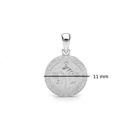 Imagen 3 de 10 de Dije Medalla San Benito 1.1 Cm De Plata .925 Agálea Joyería