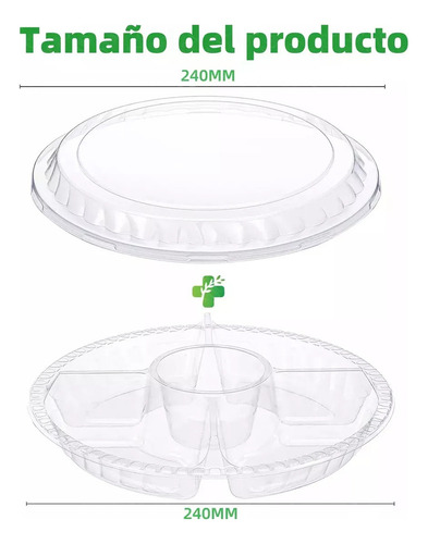 12pcs Bandejas Redondas Con Tapa Lisa Plástico Domo Botanero