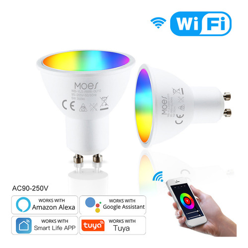 Bombilla Inteligente Wi-fi Gu10 Rgb Que Cambia De Color