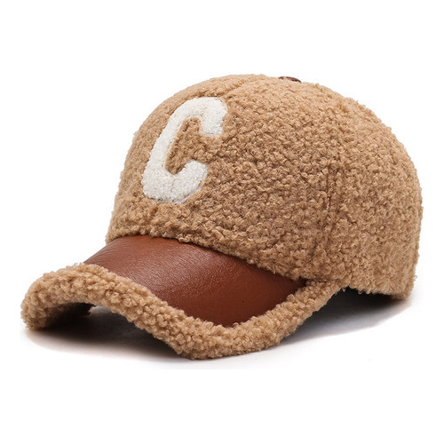 Gorra De Béisbol De Lana De Cordero Con Letras De Peluche Y