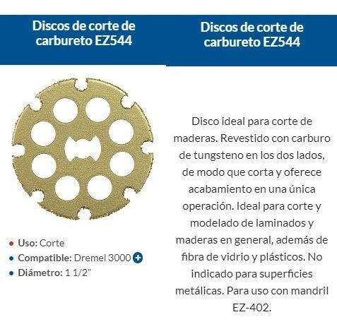 Disco De Carburo Dremel Ez544 Sistema Ez Lock