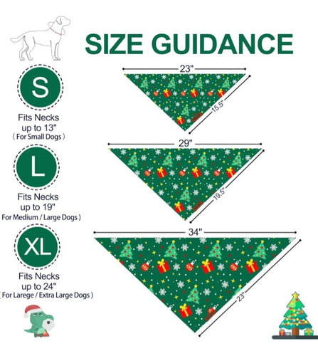 Bandanas Navideñas Para Perros, Paquete 2 Bufandas Talla G