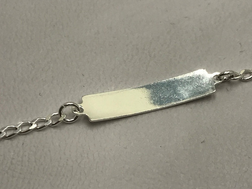 Imagem 5 de 6 de Pulseira Chapinha Infantil Prata 925 Gravação Nome Composto