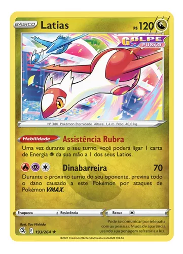 Kit Carta Pokémon Lendários Latias E Latios Golpe Fusão