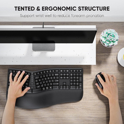 Teclado Ergonómico Recargable Inalámbrica Usb Con Ñ