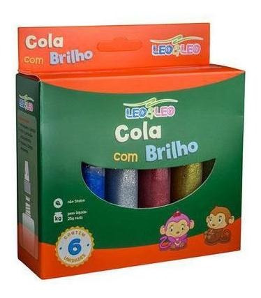 3 Cx De Cola Glitter Com Brilho 6 Cores - Leo&leo