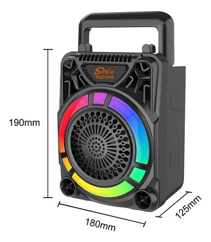 Parlante 4 Bluetooth Usb/ Tf/fm C/micrófono Luces Led Rgb Negro