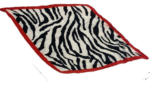 Pañuelo Para Cabeza Gatito Plisado Estampado Cebra 60x60 Color Rojo