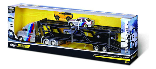 Camión Mack Anthem Stork BMW Serie M3 1988 Maisto 1/64 color gris