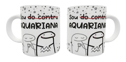 Caneca Cerâmica Branca Flork Meme Signos - Aquariana