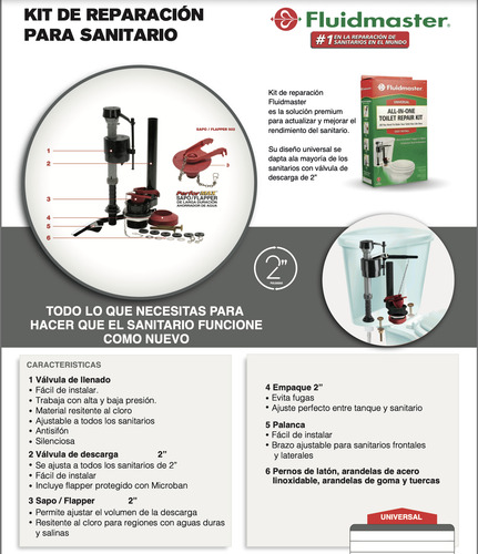 Kit Reparación Herrajes Wc 2 Fluidmaster Original Premium