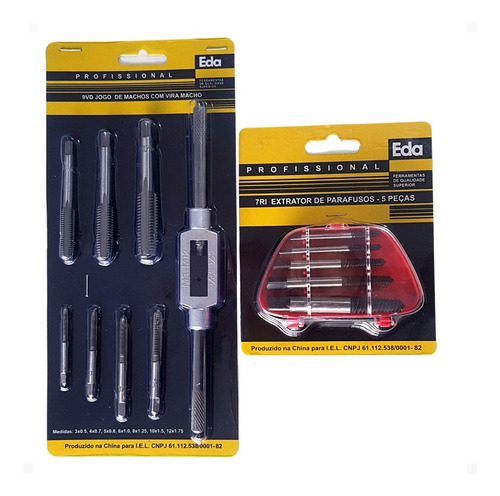 Kit Saca Parafuso Quebrado + Jogo De Machos Com Vira Macho 