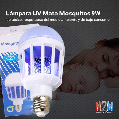 Lampara Led Luz Uv Mata Insectos Mosquitos Foco 9w E27 220v