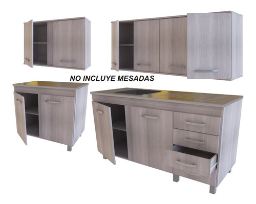 Combo Cocina Bajo Mesada Y Alacena 200cm Módulo Correderas