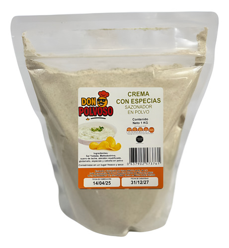 Polvo Sazonador De Botanas Sabor Crema Con Especias 1 Kg