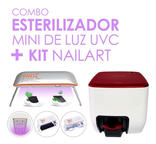 Kit Impresora De Uñas Nailart + Mini Esterilizador Luz Uv-c 