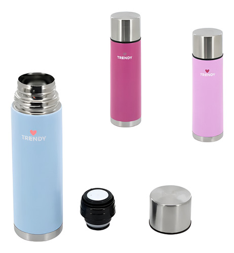 Termo Trendy Cap. 500ml Color Fucsia, Doble Acero Inox. Fucsia