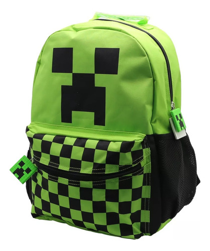 Mochila Espalda Urbana Minecraft Creeper Personaje 16 Pulg Verde Lisa