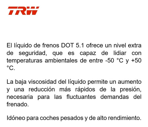 Liquido Frenos Hidraulicos Disco Y Tambor Dot5.1 900 Ml Trw