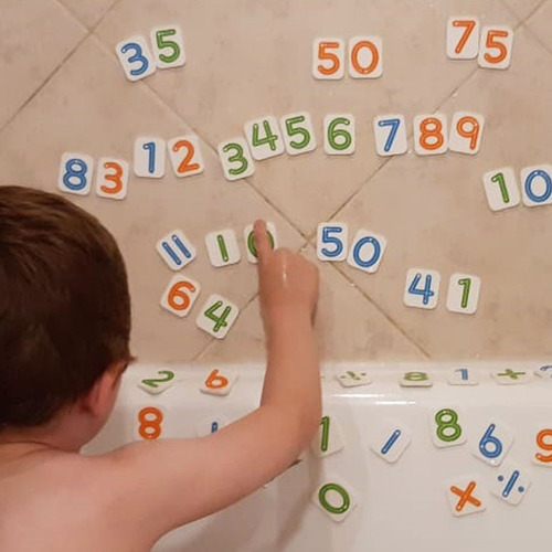 Imagen 3 de 8 de Juego Numeros Al Agua De Goma Eva Didacticos Con Bolsa Red