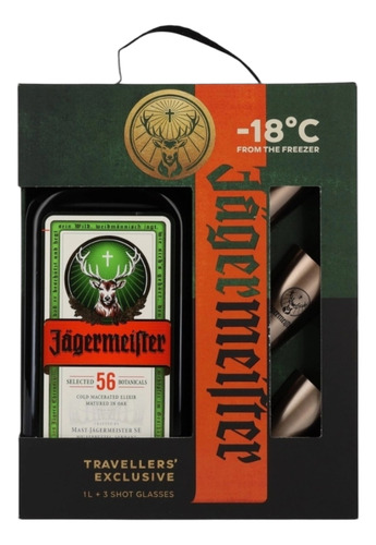 Jägermeister 1 Litro +3 Shots Metalicos