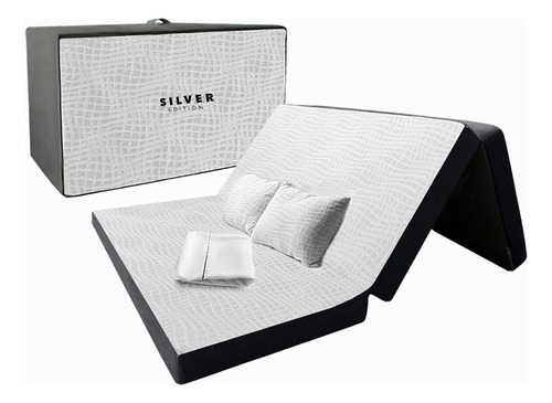 Colchón Queen Plegable Silver Edition + Sábanas + Almohadas Blanco
