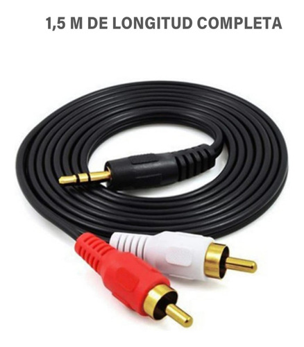 Imagen 6 de 7 de Cable Audio Auxiliar 3.5mm A Rca Gio 1.5 Mts Chapado En Oro