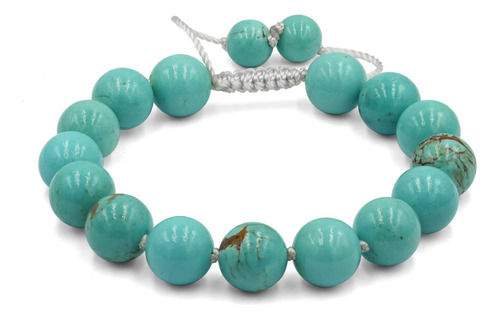 Pulsera De Cuentas Ajustable Turquesa 10mm 15 Pz