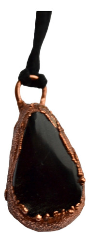 Collar Dije De Piedra Obsidiana Negra, Joyeria De Autor